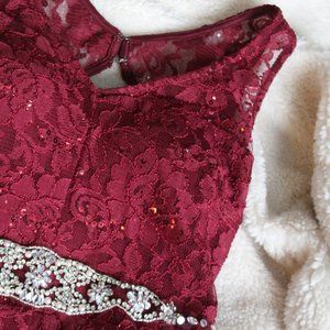 MY MICHELLE RED LACE GOWN